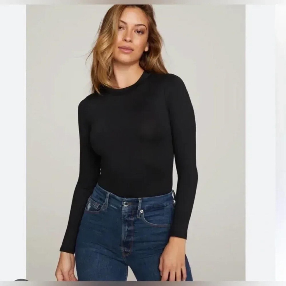 Good American NWT Long Sleeve Crewneck Bodysuit - Size 1/S - MSRP $105